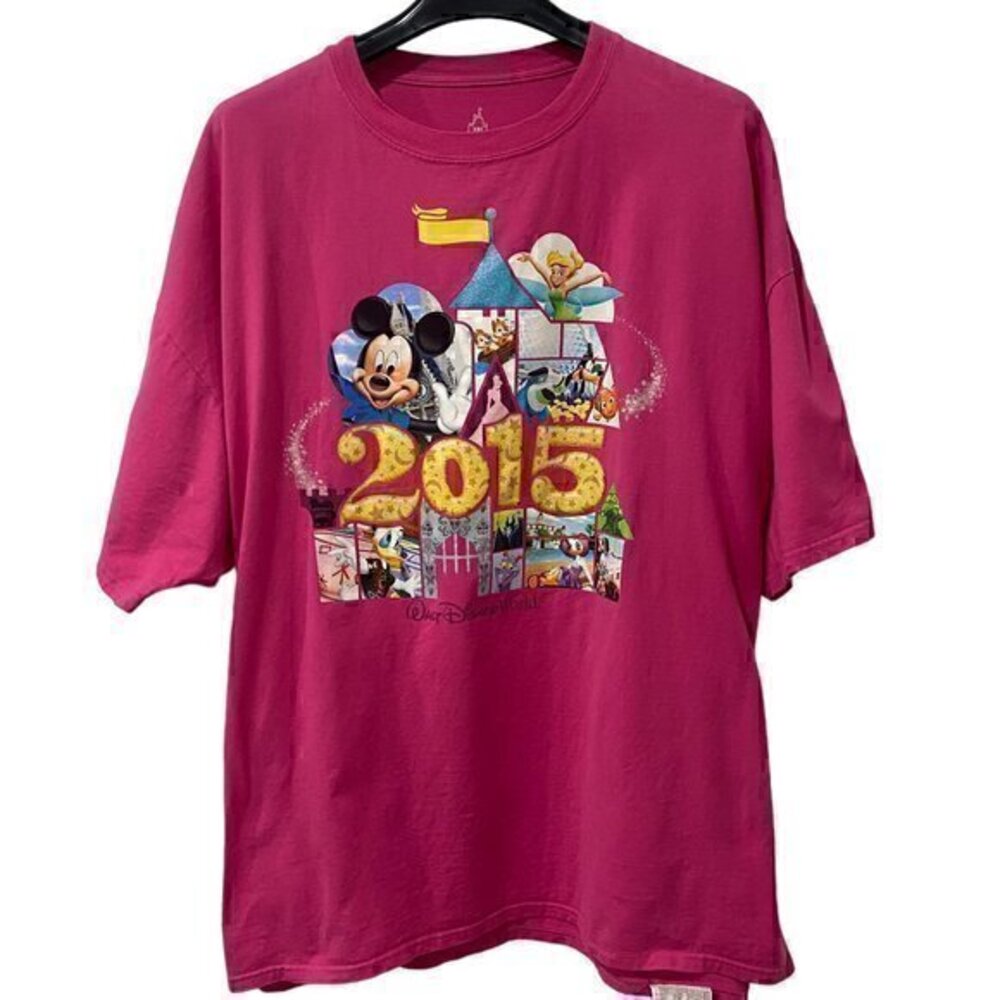Walt Disneyland Women Graphic T-Shirt Pink Mickey Mouse Short Sleeve Hanes 3X